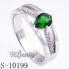 925 Sterling Silver Green Zirconia Women Ring (S-10199)